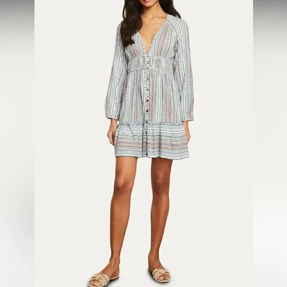 Suzie Embroidered Stripe Long Sleeve Cover-Up Dress
VERONICA BEARD